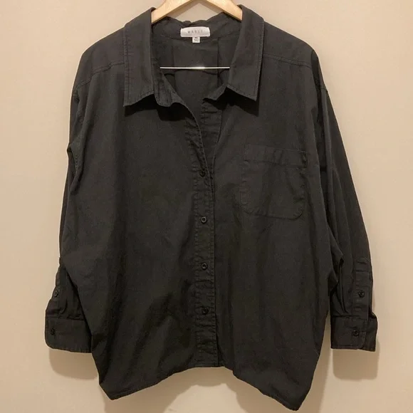 Mable Oversized Poplin
Button Down Shirt -
Black Sz ML - Picture 4 of 7